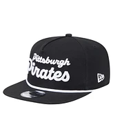 New Era Men's Black Pittsburgh Pirates Team Text Golfer Snapback Hat