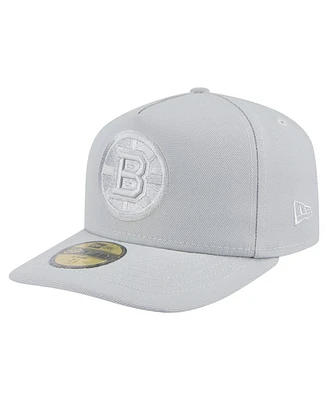 New Era Men's Gray Boston Bruins Color Pack A-Frame 59FIFTY Fitted Hat