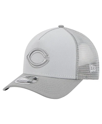 New Era Men's Gray Cincinnati Reds Color Pack A-Frame 9FORTY Trucker Adjustable Hat
