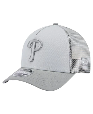 New Era Men's Gray Philadelphia Phillies Color Pack A-Frame 9FORTY Trucker Adjustable Hat