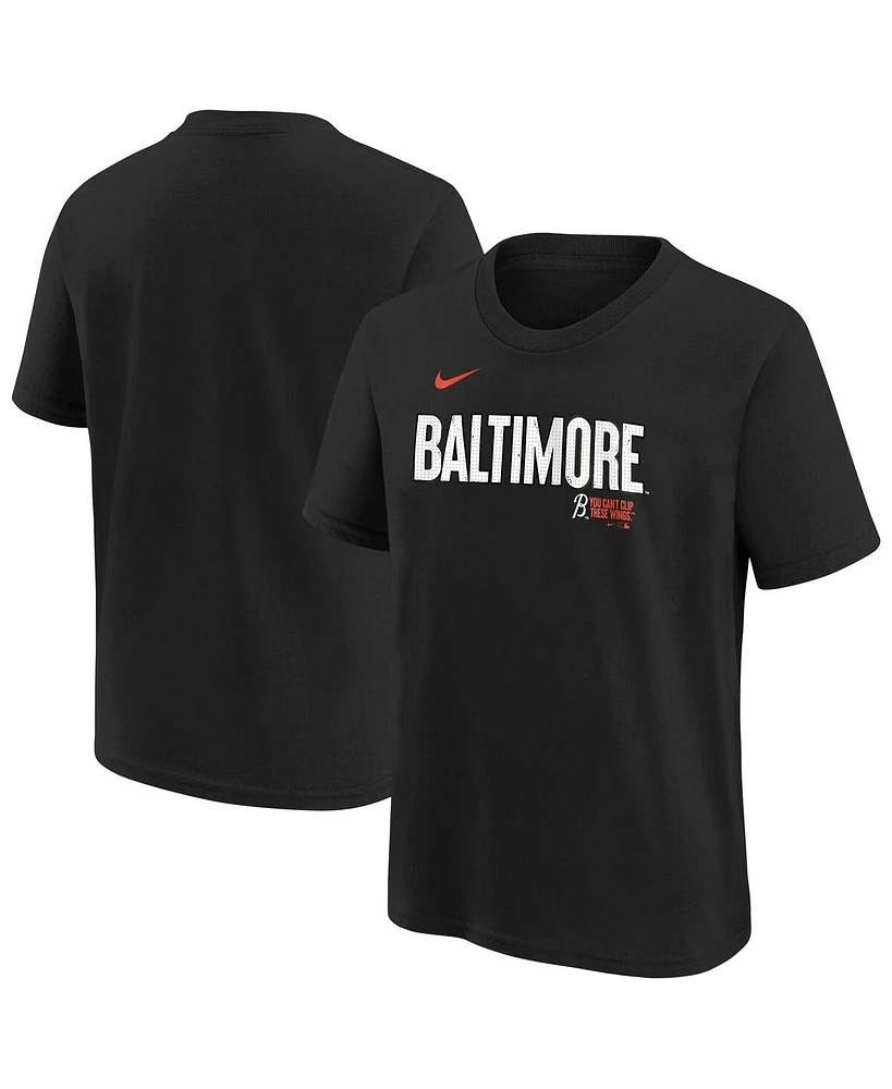 Nike Big Boys and Girls Black Baltimore Orioles City Connect Wordmark T-Shirt