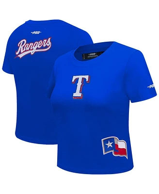 Pro Standard Women's Royal Texas Rangers Game Day Classics Baby Doll Cropped T-Shirt