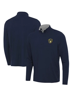 Antigua Men's Navy Milwaukee Brewers Content Quarter-Zip Top