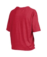 Pressbox Women's Scarlet Ohio State Buckeyes Nelson Arch Over Logo Waist Length Oversized Slub T-Shirt