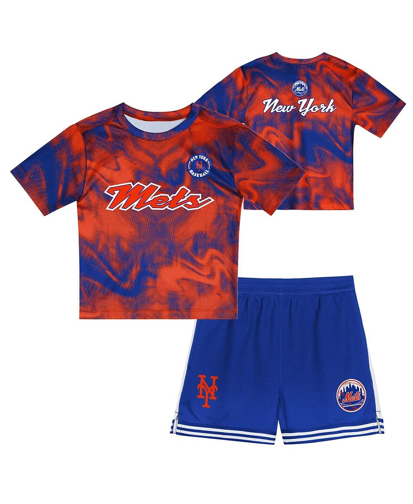 Outerstuff Toddler Orange/Royal New York Mets Pinch Hitter Infielder T-Shirt and Shorts Set