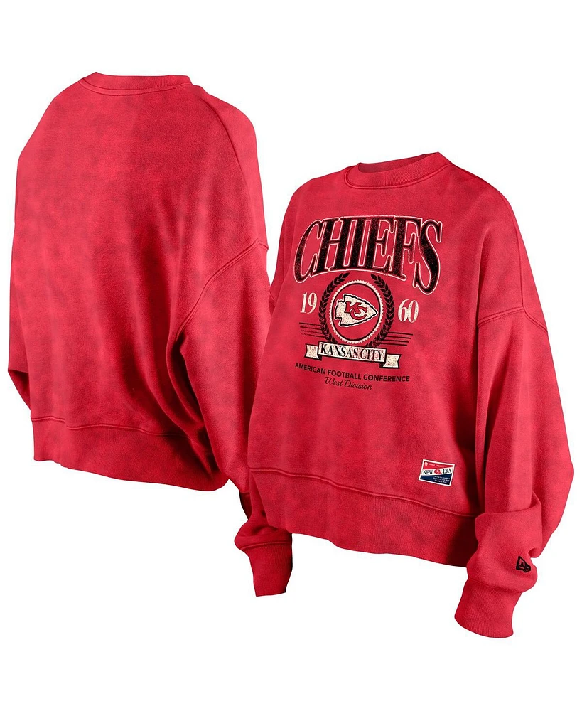 New Era Women's Red Kansas City Chiefs Throwback Boxy Sweatshirt