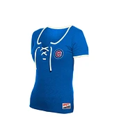 New Era Women's Royal Chicago Cubs Throwback Lace Up T-Shirt