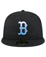New Era Men's Black Boston Red Sox Tonal Koi 59FIFTY Fitted Hat