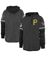 '47 Brand Men's Black Pittsburgh Pirates Pinstripe Double Header Pullover Hoodie
