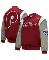 Mitchell & Ness Men's Burgundy/Gray Philadelphia Phillies Cooperstown Collection Team Origins Satin Full-Snap Jacket