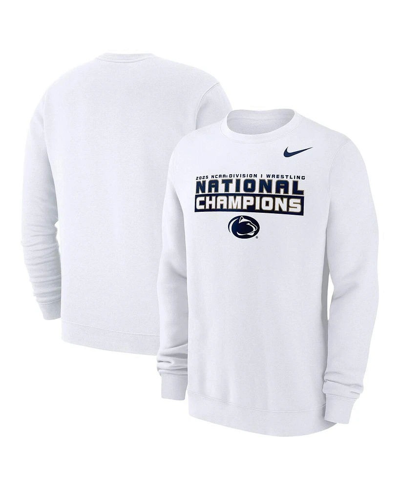 Nike Men's White Penn State Nittany Lions 2025 Ncaa Wrestling National Champions Club Fleece Pullover Sweatshirt