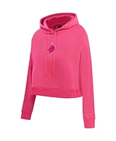 Pro Standard Women's Pink Minnesota Vikings Triple Pink Cropped Fleece Pullover Hoodie