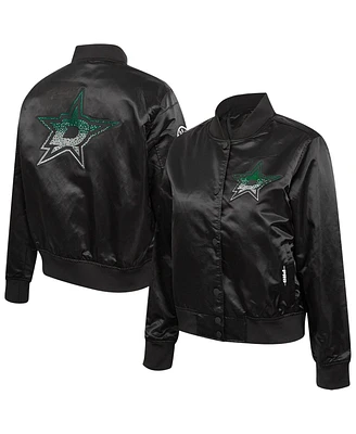 Pro Standard Women's Black Dallas Stars Rhinestone Jewels Satin Full-Snap Jacket