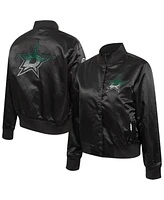 Pro Standard Women's Black Dallas Stars Rhinestone Jewels Satin Full-Snap Jacket