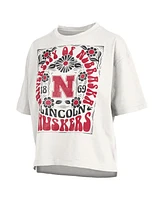 Pressbox Women's White Nebraska Huskers Harmony Oversized T-Shirt