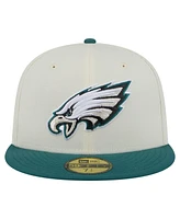 New Era Men's White/Midnight Green Philadelphia Eagles Main 59FIFTY Fitted Hat