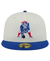 New Era Men's White/Royal New England Patriots Throwback Main 59FIFTY Fitted Hat