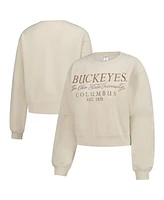 ZooZatz Women's Sand Ohio State Buckeyes Cropped Crewneck Sweatshirt