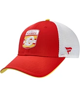 Fanatics Men's Red/White Calgary Flames Authentic Pro Draft Podium Trucker Adjustable Hat