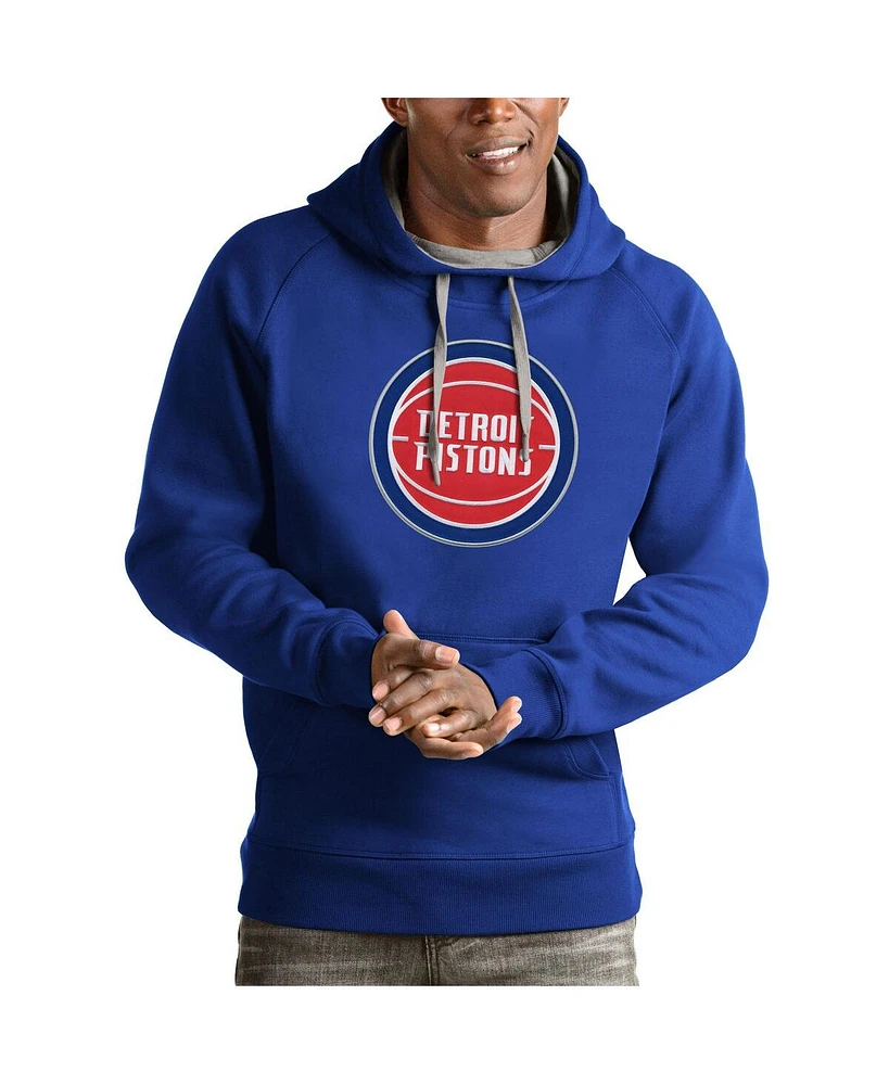Antigua Men's Royal Detroit Pistons Team Logo Victory Pullover Hoodie