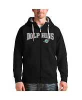 Antigua Men's Black Miami Dolphins Wordmark Victory Full-Zip Hoodie