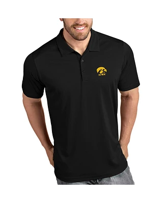 Antigua Men's Black Iowa Hawkeyes Tribute Polo Shirt