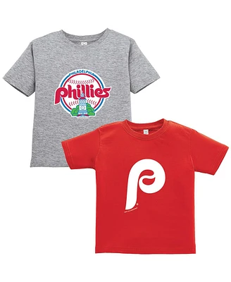 Soft as a Grape Toddler Red/Gray Philadelphia Phillies Cooperstown Collection T-Shirt, Set of 2