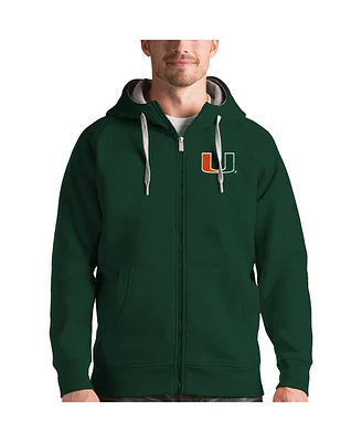 Antigua Men's Green Miami Hurricanes Victory Full-Zip Hoodie