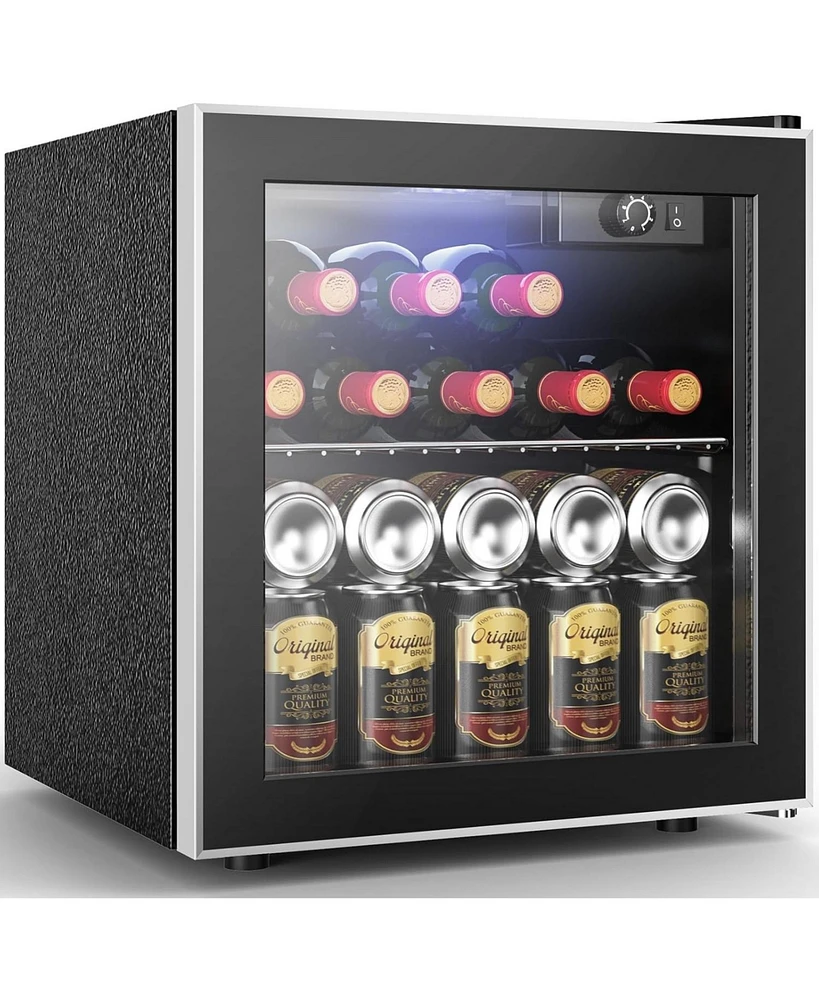 Cowsar 1.7 Cu.ft Beverage Refrigerator Cooler, 68 Can Mini Fridge Glass Door with Adjustable Shelves, Digital Temperature Display, Freestanding Small