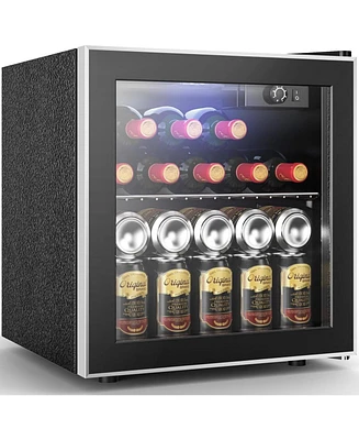 Cowsar 1.7 Cu.ft Beverage Refrigerator Cooler, 68 Can Mini Fridge Glass Door with Adjustable Shelves, Digital Temperature Display, Freestanding Small