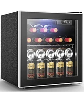 Cowsar 1.7 Cu.ft Beverage Refrigerator Cooler, 68 Can Mini Fridge Glass Door with Adjustable Shelves, Digital Temperature Display, Freestanding Small