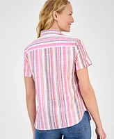 Nautica Jeans Women's Striped Camp Shirt