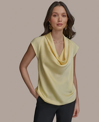 Donna Karan New York Women's Mixed Media Cowlneck Top