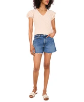 Vince Camuto Women's Ruffled-Sleeve V-Neck Lace Top