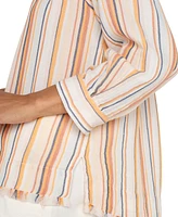 Liverpool Los Angeles Petite Cotton 3/4-Raglan Sleeve Top