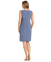 R & M Richards Women's 2.Piece Metallic Print Open-Front Jacket Scoop-Neck Necklace Dress