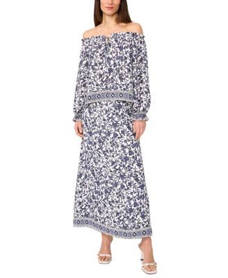 Sam Jess Womens Floral Print Off The Shoulder Top Maxi Skirt