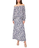 Sam Jess Womens Floral Print Off The Shoulder Top Maxi Skirt