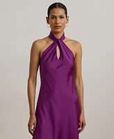 Lauren Ralph Women's Charmeuse Halter Cocktail Dress