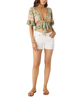 O'Neill Juniors' Harlow Printed Reversible Ruffled Crop Top