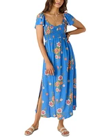 O'Neill Juniors' Larissa Printed Smocked Midi Dress