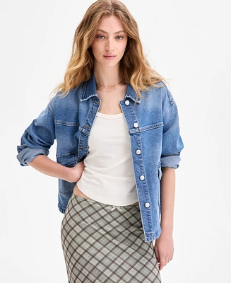 Celebrity Pink Juniors' Oversized Denim Shirt Jacket