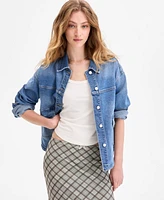 Celebrity Pink Juniors' Oversized Denim Shirt Jacket