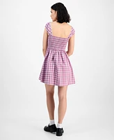 Kingston Grey Juniors' Plaid Cotton Mini Dress