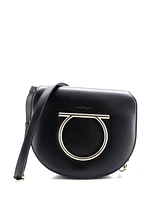 Pre-Owned Salvatore Ferragamo Small Gancini Saddle Flap Bag Leather