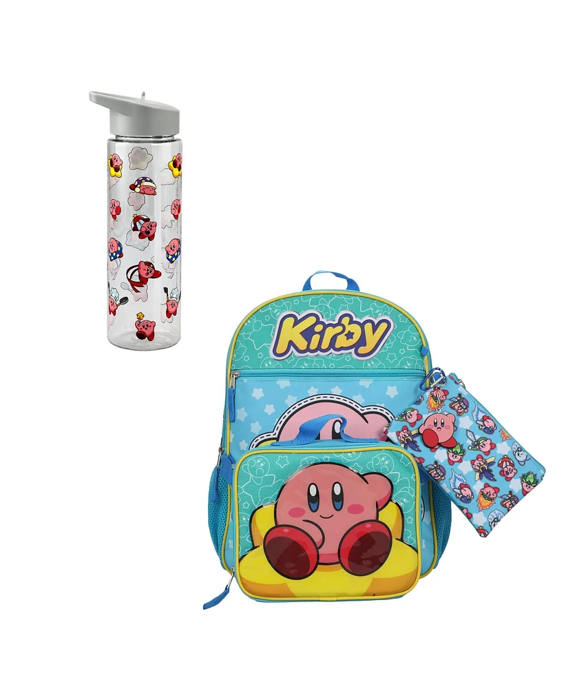 Kirby 5-Piece Backpack Set & 24 Oz Single Wall Water Bottle Combo Set