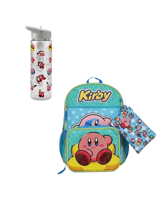 Kirby 5-Piece Backpack Set & 24 Oz Single Wall Water Bottle Combo Set