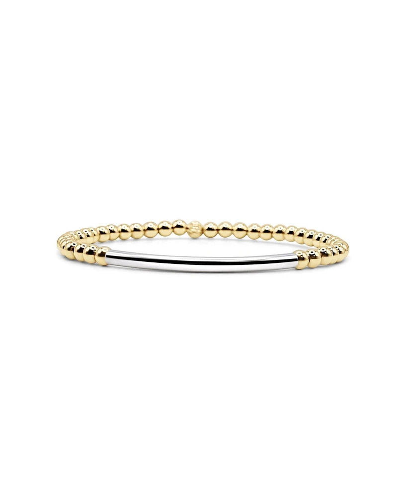 Non-Tarnishing 4mm Gold Filled Ball and Sterling Silver Tube Stretch Bracelet