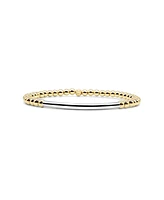 Non-Tarnishing 4mm Gold Filled Ball and Sterling Silver Tube Stretch Bracelet