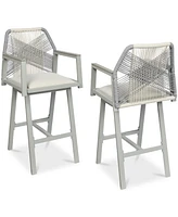 Best Choice Products Set of 2 Indoor/Outdoor Aluminum, Woven Rope Swivel Barstools w/ Armrests